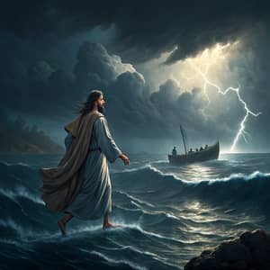 Jesus Walking on Water - Stormy Sea of Galilee