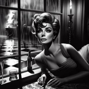 1950s Hollywood Glam: A Breathtaking Black & White Scene