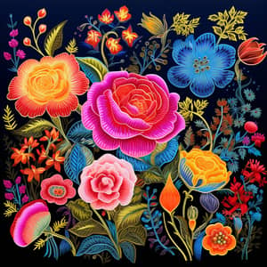 Vibrant Floral Embroidery Design | Bohemian Aesthetic