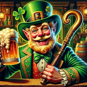 Festive Leprechaun Enjoying a Frothy Beer