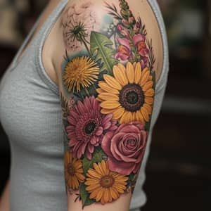 Floral Upper Arm Tattoo Sleeve Designs