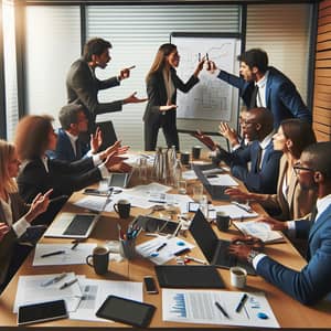 Intense Business Meeting in Well-Lit Boardroom