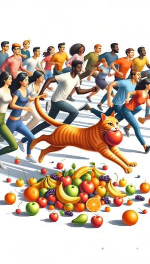 Chasing an Orange Cat: A Colorful Scene