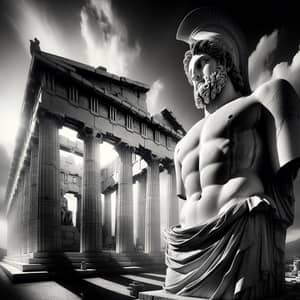 Majestic Greek God Statue in Black and White - Timeless Beauty