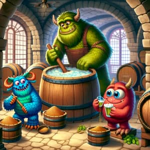 Multicolored Monsters Brewing Beer | Fantasy Brewery Scene