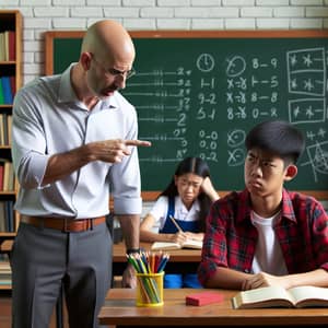 Teacher Scolding Student in Classroom Setting