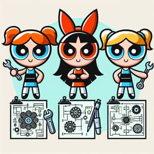 Engineering Superhero Girls Logo | Creative Characters Showcase Ingenuity