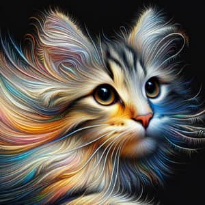 Vibrant Hyperrealism: Playful Cat Art