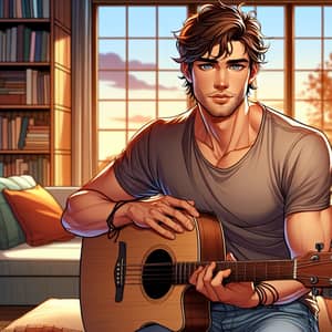Milind: Lean Musician with Guitar in Cozy Room Setting