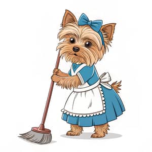 Yorkshire Terrier in Cleaning Costume