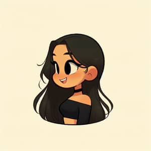 Hispanic Girl Cartoon Character Illustration - Playful Expression