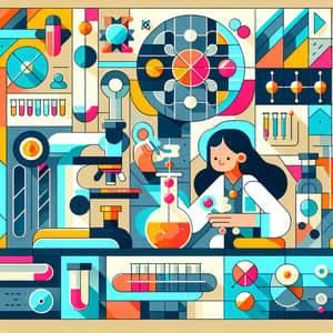 Flat Geometric Figures Illustration | Lab Experiment Character