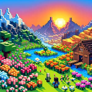 Blocky Virtual World: Diverse Landscape & Serene Setting