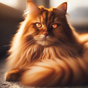 Striking Orange Tomcat with Fluffy Tail