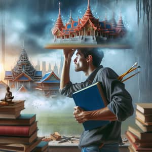 Buddhist Follower Constructing Temples - Explore Spiritual Creations