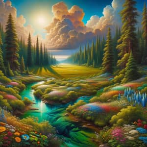 Vibrant Nature Landscape Painting | Realistic Detail