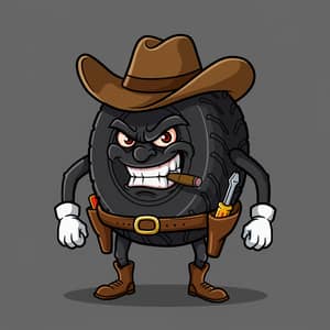 Unique Mascot Design: Angry Tire Cowboy