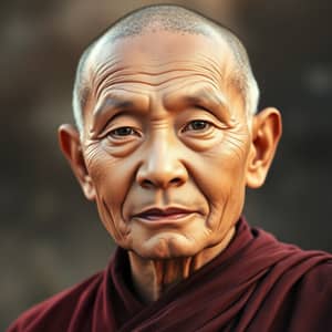 AI-Generated Image of an Old Buddhist Monk