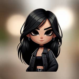 Edgy Anime Girl with Long Black Hair - Bold Style