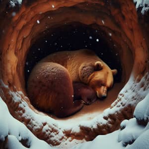 Bear Hibernating Underground: Nature's Peaceful Retreat