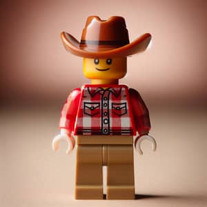 Lego Minifigure with Red Checked Shirt & Cowboy Hat