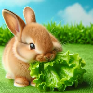 Healthy Bunny Enjoying Fresh Lettuce Delight