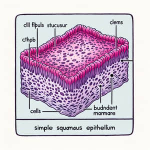 Detailed View of Simple Squamous Epithelium in Kidney