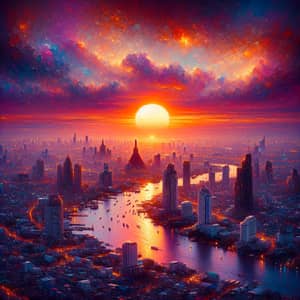 Magnificent Sunset over Bangkok | Impressionistic Cityscape