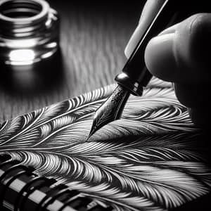 Vintage Fountain Pen Close-Up: Nostalgic Black & White Photography