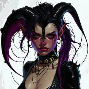 Female Cyberpunk Tiefling Necromancer | Cool Character Art