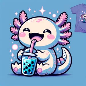 Adorable Axolotl Character Illustration in Pastel Blues and Pinks