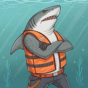 Muscular Shark in Safety Vest