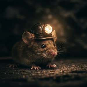 Cute Mouse with Miner's Lamp