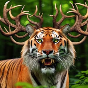 Majestic Tiger Astrid: Unique Creature with Deer Horns