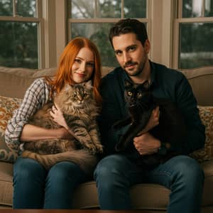 Couple with a Cat: Adorable Moments