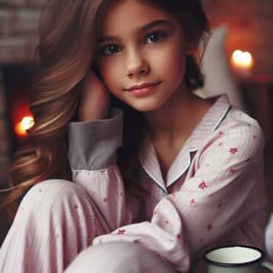 Young Girl in Pajamas - Trendy Sleepwear Collection