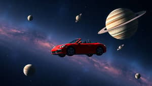 Red Car Floating in Space: A Stellar Journey