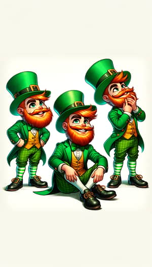 Playful Hand-Drawn Cartoon Leprechaun Scene