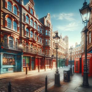 Historic London Street Scene with Red Brick Buildings