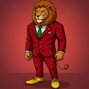 Royal Lion in Stylish Red Suit