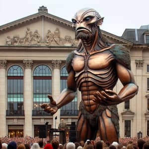 Majestic Bronze Giant Captivating Audience in Grand Square