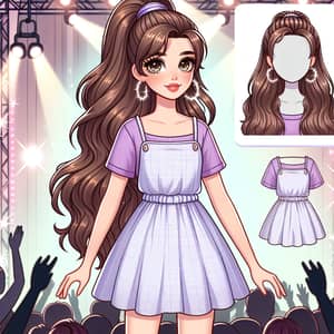 Young Woman in Lavender Babydoll Minidress at Pop Music Concert