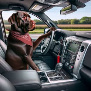 Chocolate Labrador Driving Modern SUV | Countryside Adventure