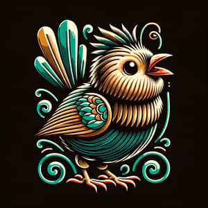 Whimsical Pūteketeke Bird Illustration for T-Shirt Printing