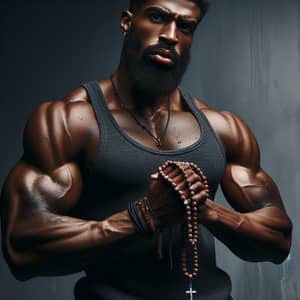 Vigorous West-African Man Holding Rosary