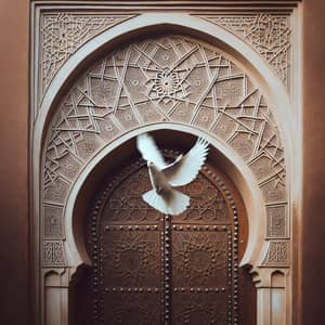 Moorish Style Algerian Door & White Dove Symbolizing Peace