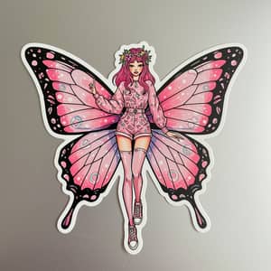 Fashionable Butterfly Girl Sticker Design