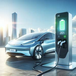 Futuristic Electric Car Charging Station | Eco-Friendly City Skyline