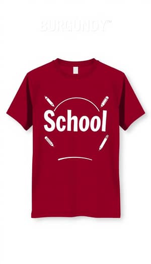 Stylish Burgundy School T-Shirt Design