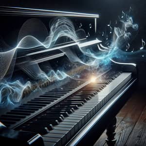 Captivating Music Scene with Rippling Sound Waves | Piano Image